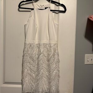 Aidan by Aidan Mattox White Beaded Mini Dress